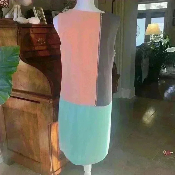 Nine West colorblock dress size 10 sleeveless exc condition pullover zip back - Picture 14 of 16